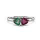 1 - Francesca 1.85 ctw Heart Shape (6.00 mm) Lab Created Alexandrite & Rhodolite Garnet Toi Et Moi Engagement Ring 