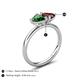 5 - Francesca 1.70 ctw Heart Shape (6.00 mm) Lab Created Emerald & Red Garnet Toi Et Moi Engagement Ring 