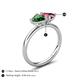 5 - Francesca 1.55 ctw Heart Shape (6.00 mm) Lab Created Emerald & Pink Tourmaline Toi Et Moi Engagement Ring 