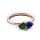 3 - Francesca 1.65 ctw Heart Shape (6.00 mm) Lab Created Emerald & Lab Created Blue Sapphire Toi Et Moi Engagement Ring 