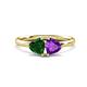 1 - Francesca 1.43 ctw Heart Shape (6.00 mm) Lab Created Emerald & Amethyst Toi Et Moi Engagement Ring 