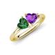 4 - Francesca 1.43 ctw Heart Shape (6.00 mm) Lab Created Emerald & Amethyst Toi Et Moi Engagement Ring 