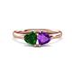 1 - Francesca 1.43 ctw Heart Shape (6.00 mm) Lab Created Emerald & Amethyst Toi Et Moi Engagement Ring 