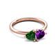 3 - Francesca 1.43 ctw Heart Shape (6.00 mm) Lab Created Emerald & Amethyst Toi Et Moi Engagement Ring 