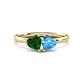 1 - Francesca 1.75 ctw Heart Shape (6.00 mm) Lab Created Emerald & Blue Topaz Toi Et Moi Engagement Ring 