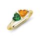 4 - Francesca 1.43 ctw Heart Shape (6.00 mm) Lab Created Emerald & Citrine Toi Et Moi Engagement Ring 