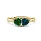 1 - Francesca 1.75 ctw Heart Shape (6.00 mm) Lab Created Emerald & London Blue Topaz Toi Et Moi Engagement Ring 