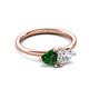 3 - Francesca 1.45 ctw Heart Shape (6.00 mm) Lab Created Emerald & Moissanite Toi Et Moi Engagement Ring 