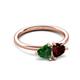 3 - Francesca 1.70 ctw Heart Shape (6.00 mm) Lab Created Emerald & Red Garnet Toi Et Moi Engagement Ring 