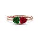 1 - Francesca 1.55 ctw Heart Shape (6.00 mm) Lab Created Emerald & Lab Created Ruby Toi Et Moi Engagement Ring 