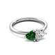 3 - Francesca 1.65 ctw Heart Shape (6.00 mm) Lab Created Emerald & Lab Created White Sapphire Toi Et Moi Engagement Ring 