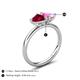 5 - Francesca 1.70 ctw Heart Shape (6.00 mm) Lab Created Ruby & Lab Created Pink Sapphire Toi Et Moi Engagement Ring 