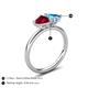 5 - Francesca 1.80 ctw Heart Shape (6.00 mm) Lab Created Ruby & Blue Topaz Toi Et Moi Engagement Ring 