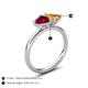 5 - Francesca 1.48 ctw Heart Shape (6.00 mm) Lab Created Ruby & Citrine Toi Et Moi Engagement Ring 