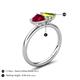 5 - Francesca 1.75 ctw Heart Shape (6.00 mm) Lab Created Ruby & Peridot Toi Et Moi Engagement Ring 