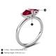 5 - Francesca 1.60 ctw Heart Shape (6.00 mm) Lab Created Ruby & Pink Tourmaline Toi Et Moi Engagement Ring 