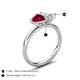 5 - Francesca 1.70 ctw Heart Shape (6.00 mm) Lab Created Ruby & Lab Created White Sapphire Toi Et Moi Engagement Ring 