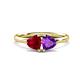 1 - Francesca 1.48 ctw Heart Shape (6.00 mm) Lab Created Ruby & Amethyst Toi Et Moi Engagement Ring 