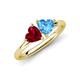 4 - Francesca 1.80 ctw Heart Shape (6.00 mm) Lab Created Ruby & Blue Topaz Toi Et Moi Engagement Ring 