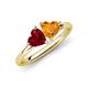 4 - Francesca 1.48 ctw Heart Shape (6.00 mm) Lab Created Ruby & Citrine Toi Et Moi Engagement Ring 