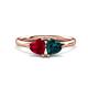 1 - Francesca 1.80 ctw Heart Shape (6.00 mm) Lab Created Ruby & London Blue Topaz Toi Et Moi Engagement Ring 