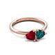 3 - Francesca 1.80 ctw Heart Shape (6.00 mm) Lab Created Ruby & London Blue Topaz Toi Et Moi Engagement Ring 