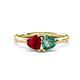 1 - Francesca 1.55 ctw Heart Shape (6.00 mm) Lab Created Ruby & Lab Created Alexandrite Toi Et Moi Engagement Ring 