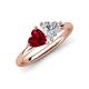 4 - Francesca 1.50 ctw Heart Shape (6.00 mm) Lab Created Ruby & Moissanite Toi Et Moi Engagement Ring 