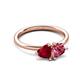 3 - Francesca 1.60 ctw Heart Shape (6.00 mm) Lab Created Ruby & Pink Tourmaline Toi Et Moi Engagement Ring 