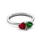 3 - Francesca 1.55 ctw Heart Shape (6.00 mm) Lab Created Ruby & Lab Created Emerald Toi Et Moi Engagement Ring 