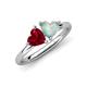 4 - Francesca 1.25 ctw Heart Shape (6.00 mm) Lab Created Ruby & Opal Toi Et Moi Engagement Ring 