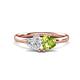 1 - Francesca 1.85 ctw Heart Shape (6.00 mm) Lab Created White Sapphire & Peridot Toi Et Moi Engagement Ring 