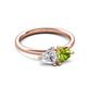 3 - Francesca 1.85 ctw Heart Shape (6.00 mm) Lab Created White Sapphire & Peridot Toi Et Moi Engagement Ring 