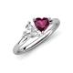 4 - Francesca 2.00 ctw Heart Shape (6.00 mm) Lab Created White Sapphire & Rhodolite Garnet Toi Et Moi Engagement Ring 