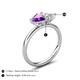 5 - Francesca 1.53 ctw Heart Shape (6.00 mm) Amethyst & IGI Certified Lab Grown Diamond Toi Et Moi Engagement Ring 