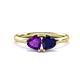 1 - Francesca 1.58 ctw Heart Shape (6.00 mm) Amethyst & Lab Created Blue Sapphire Toi Et Moi Engagement Ring 