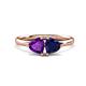 1 - Francesca 1.58 ctw Heart Shape (6.00 mm) Amethyst & Lab Created Blue Sapphire Toi Et Moi Engagement Ring 