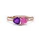 1 - Francesca 1.58 ctw Heart Shape (6.00 mm) Amethyst & Lab Created Pink Sapphire Toi Et Moi Engagement Ring 