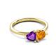 3 - Francesca 1.36 ctw Heart Shape (6.00 mm) Amethyst & Citrine Toi Et Moi Engagement Ring 