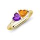 4 - Francesca 1.36 ctw Heart Shape (6.00 mm) Amethyst & Citrine Toi Et Moi Engagement Ring 