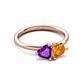 3 - Francesca 1.36 ctw Heart Shape (6.00 mm) Amethyst & Citrine Toi Et Moi Engagement Ring 