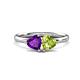 1 - Francesca 1.63 ctw Heart Shape (6.00 mm) Amethyst & Peridot Toi Et Moi Engagement Ring 