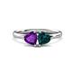 1 - Francesca 1.68 ctw Heart Shape (6.00 mm) Amethyst & London Blue Topaz Toi Et Moi Engagement Ring 