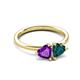 3 - Francesca 1.68 ctw Heart Shape (6.00 mm) Amethyst & London Blue Topaz Toi Et Moi Engagement Ring 