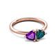 3 - Francesca 1.68 ctw Heart Shape (6.00 mm) Amethyst & London Blue Topaz Toi Et Moi Engagement Ring 