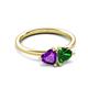 3 - Francesca 1.43 ctw Heart Shape (6.00 mm) Amethyst & Lab Created Emerald Toi Et Moi Engagement Ring 