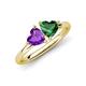 4 - Francesca 1.43 ctw Heart Shape (6.00 mm) Amethyst & Lab Created Emerald Toi Et Moi Engagement Ring 