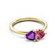 3 - Francesca 1.48 ctw Heart Shape (6.00 mm) Amethyst & Pink Tourmaline Toi Et Moi Engagement Ring 