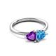 3 - Francesca 1.68 ctw Heart Shape (6.00 mm) Amethyst & Blue Topaz Toi Et Moi Engagement Ring 