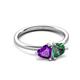 3 - Francesca 1.43 ctw Heart Shape (6.00 mm) Amethyst & Lab Created Alexandrite Toi Et Moi Engagement Ring 